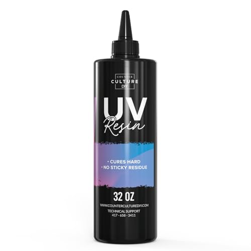 Counter Culture DIY Clear UV Resin, 32 oz, Quick Art Supplies for Coating & Casting, Great for Jewelry, Keychains - Epoxy Glue Cures Hard, No Sticky Residue - size: 32 oz