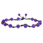 Amazing Gemstone Crystal Anklet Ankle Bracelets for Women - Waterproof Beaded Healing Crystal Anklets, Plus Size Chakra Gemstone Bead Anklet - color: Amethyst, style: Hand Knotted