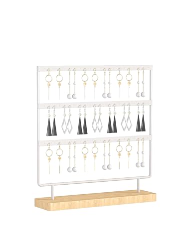 Earring Holder Organizer,Pierced Large Earrings Display Stand For Selling,Small Stud Earring Organizer Rack,Hoop Earring Storage Hanger Tree (White, 3 tier) - color: White, size: 3 tier