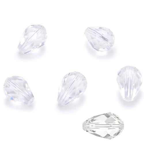 24pcs Adabele Austrian 8mm Faceted Teardrop Loose Crystal Beads Crystal Clear Compatible with 5500 Swarovski Crystals Preciosa SST-801 - color: Crystal Clear, size: 8mm x 6mm - 24pcs