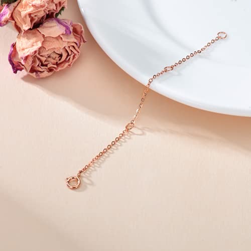 14K Solid Gold Chain Necklace Extender 2-3-4 Inch, Durable Adjustable Gold Chain Extender for Gold Necklace Bracelet - color: Rose Gold