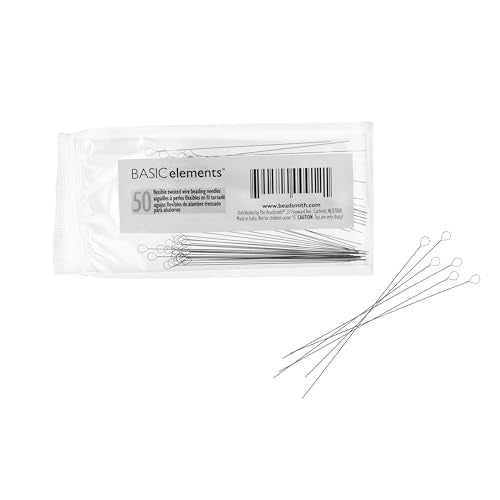 The Beadsmith Twisted Beading Needles - 2.5" (6.35 cm) Collapsible Eye Beading Needle, Medium (0.3 mm Diameter), Stainless Steel Flexible Wire for Stringing, Jewelry Making, Pack of 50 - style: Medium