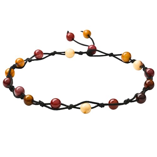 Amazing Gemstone Crystal Anklet Ankle Bracelets for Women - Waterproof Beaded Healing Crystal Anklets, Plus Size Chakra Gemstone Bead Anklet - color: Mookaite, style: Hand Knotted