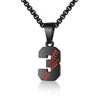 AIAINAGI Baseball Number Necklace - Stainless Steel Chain Pendant for Men Athletes 00-99 Jersey Number Gift - color: Black, style: 3