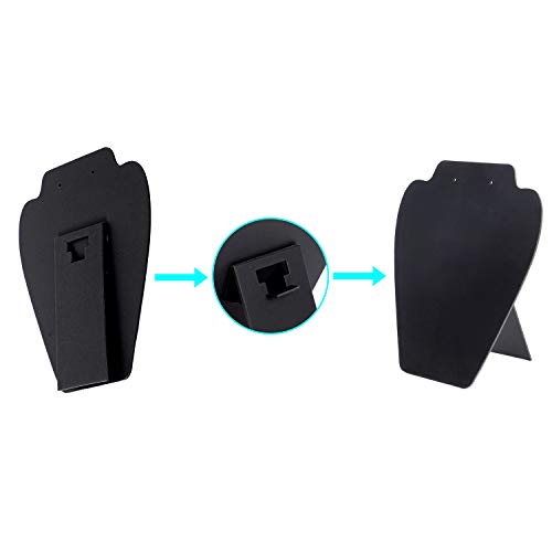 KINJOEK 10 PCS Black Necklace Display Holder, Foldable Velvet Jewelry Easel Display Stand Tower Rack for Shows Business Home - size: 7.07× 8.15 Inch 10PCS