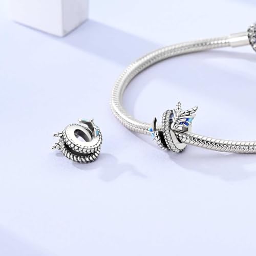 LAZA 925 Sterling Silver Charm for Bracelet Necklace Dangle Love Mom Butterfly Party Charm Beads Pendants DIY Jewelry for Women - color: Flying Dragon
