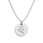 925 Sterling Silver Zodiac Necklace Disc Charm Necklace Gift for Your Wife Girlfriend or Family Member - style: Leo