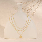 Layered Necklaces for Women, Dainty 14K Gold Plated Circle Peadant Chain Necklace Set Simple Paperclip Stacked Necklaces for Women Trendy Gold Jewelry - color: set2