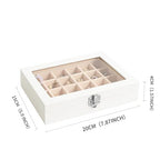 Wudygirl Jewelry Organizer Small Jewelry Box 24 Grid Earring Holder Organizer Velvet Jewelry Tray with Clear Lid Ring Holder Display Earring Organizer Storage for Women (Cream) - style: White Cream 24 Grid