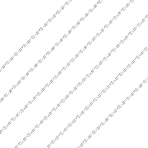 Elecrelive 2mm Sterling Silver Dapped Chains 3.28 Feet Silver Cable Link Chains Permanent Jewelry for Men Women Necklace Bracelet DIY Making - color: Silver, Dapped Link
