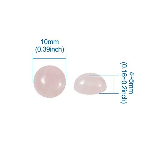 Crafans 50Pcs 10mm Round Gemstone Cabochons, Half Round Natural Rose Quartz Cabochons Dome Gemstone Beads No Hole Healing Power Stone Flat Back Chakra Crystal Beads for Jewelry Making - color: Rose Quartz, size: 10mm