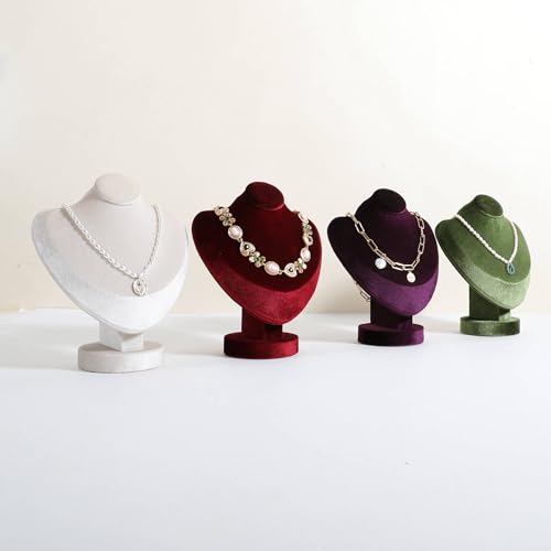Velvet Necklace display stand for Selling, Jewelry Bust Mannequin for Show, Small Necklace Holder Stand【Red】 - color: Red