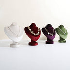 Velvet Necklace display stand for Selling, Jewelry Bust Mannequin for Show, Small Necklace Holder Stand【Red】 - color: Red