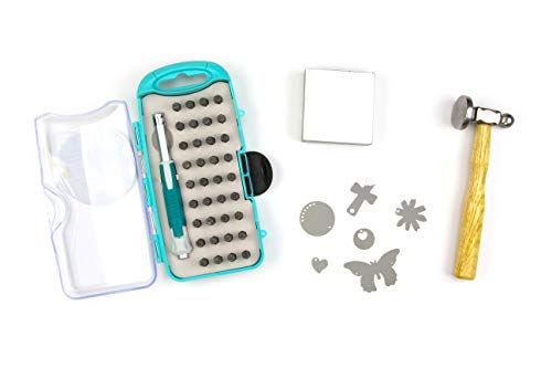 Cousin DIY Stamp & Go Metal Stamping Tool Kit Set with Hammer, Charms, Block and Bits, Multi