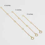 14K Solid Gold Necklace Extender Real Bracelet Extender 2 3 4 Inch Durable Adjustable Chain Gold Anklets Extension for Women 2" 3" 4" (14K Yellow Gold-2 IN) - color: 14K Yellow Gold-2 IN