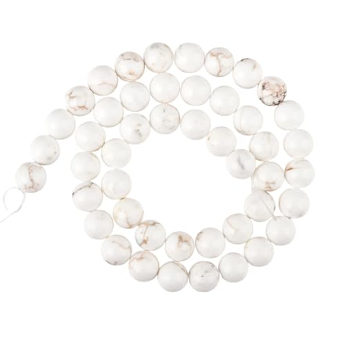 10mm Natural White Turquoise Loose Beads for Jewelry Making Round Semi Precious Gemstone 15 inch(38pcs/Strand) - color: White Turquoise, size: 10mm