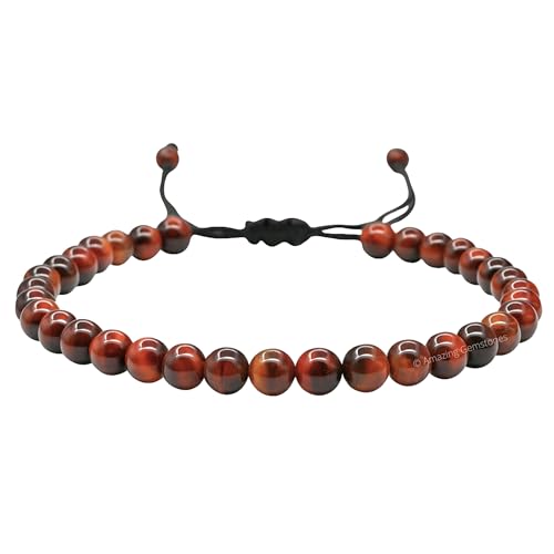 Amazing Gemstone Crystal Anklet Ankle Bracelets for Women - Waterproof Beaded Healing Crystal Anklets, Plus Size Chakra Gemstone Bead Anklet - color: Red Tiger Eye, style: Plain
