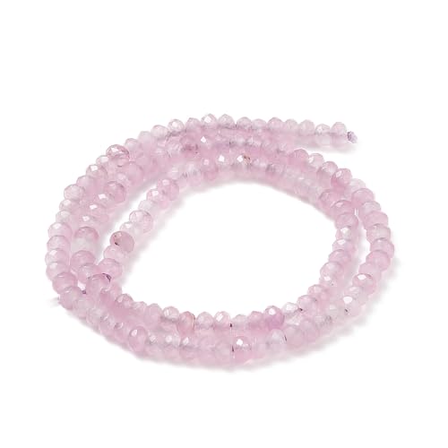 115pcs Natural Jade Disk Stone Beads 4x2mm Rondelle Faceted Dyed Stone Loose Spacer Beads for Jewelry Making Design Bracelet Necklace Keychain Phone Chain Lanyard Ornament, Flamingo - color: Flamingo