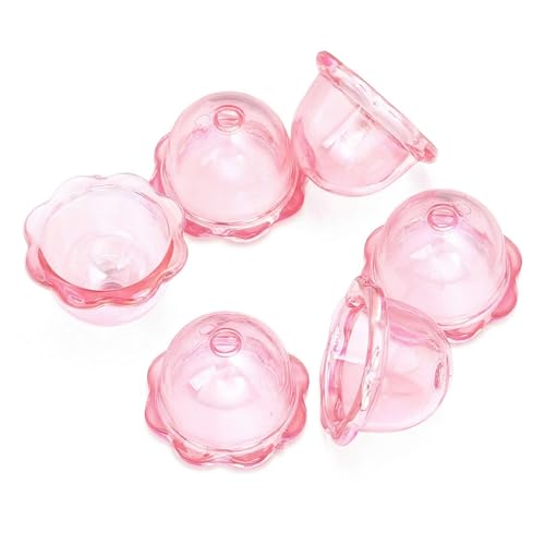 LadayPoa 50Pcs 16 * 23mm Large Trumpet Flower Beads for Jewelry Making Acrylic Aesthetic Bell Floral Bead Caps for Cute Jellyfish Cell Phone Charms Earrings Bag Decorative Chains DIY Crafts(Pink) - color: Pink