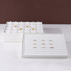 White PU Leather Jewelry Display Tray for Long Chain Pendant Necklace Organizer Display Showcase Jewelry Storage Tray - size: 18 Slot