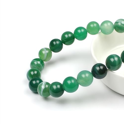 MJDCB Natural Stone Beads Green Striped Agate Round Loose Beads for Jewelry Making DIY Bracelet Necklace (12mm) - color: Green Striped Agate, size: 12mm