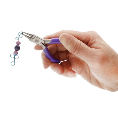 The Beadsmith Mini Series Round Nose Plier – Create Consistent Loops in Wire and Metal – 3-Inches, Purple Comfort Grip Handle, Single Leaf Spring, Polished Steel Head – Tools for Jewelry Making - style: Round Nose