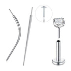 QWALIT Piercing Taper Threadless Insertion Tool - Titanium Labret Pin 16g, 18g, 20g - color: A1 - Titanium 2 Style 20g