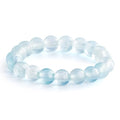 NLIEO Natural Gemstone Stretch Beaded Rings for Women Stackable Dainty Elastic Crystal Rings Jewelry - style: Aquamarine