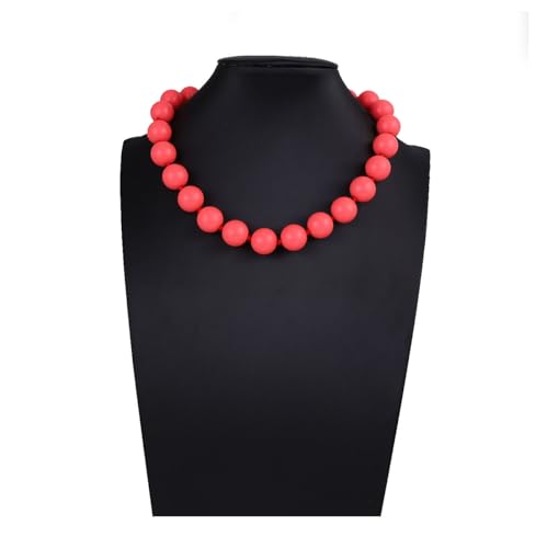 Caiyao Bohemian Colorful Acrylic Round Beaded Choker Necklaces Handmade Adjustable Resin Beads Clavicle Rope Necklace for Women Men Ethnic Costume Party Vacation Jewelry Gifts - color: Pink