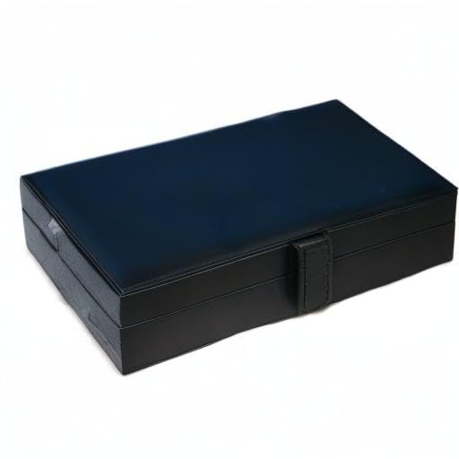 HONEY BEAR Men/Women's Cufflinks Jewelry Box - Faux Leather Display Case Storage Organizer Black, for Rings Earrings Tie Clips