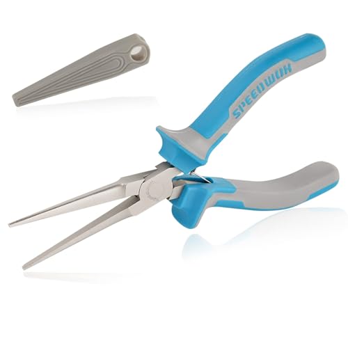 SPEEDWOX 6 Inches Needle Nose Pliers For Jewelry Making Mini Extra Long Nose Thin Needle Nose Pliers Smooth Jaws Plyers With Protective Cover Precision Wire Looping Small Jewelry Making Tools - style: Upgrade Needle Nose Pliers
