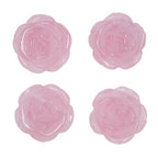 4PCS Hand Carved Natural Crystal Rose Flower Figurines Decor Set Drilled Flower Stone Kit for DIY, Jewelry Making, Rose Quartz
