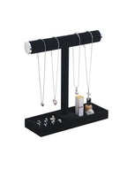 Multi-Use Jewelry Holder Stand, Necklace Bracelet Ring Organizer Stand, Scrunchie Watches Velvet Jewelry Holder Stand With Tray for Women Girls Home Use(Black with Lid) - color: Black+Lid