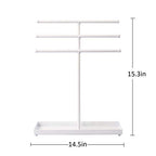 AUTODECO Jewelry Organizer Stand 3 Tier Tabletop Bracelet Rings Watches Necklace Display with Tray Great for Women White - color: Xy011-white