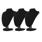 Comelyjewel Necklace Display Stand Set of 3, 8.7" Velvet Jewelry Bust for Necklaces & Earrings, Tangle-Free Organizer for Dresser, Jewelry Display for Home & Vendors (Black)