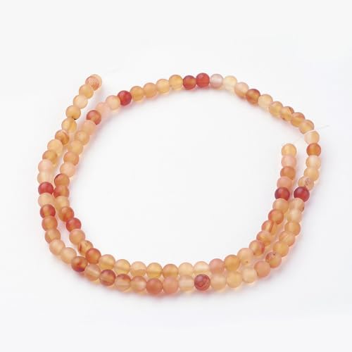 85Pcs Natural Carnelian Beads 4mm Round Gemstone Beads Smooth Stone Loose Bead for DIY Bracelets Necklace Earrings Jewelry Making - color: Natural Carnelian, size: 4mm