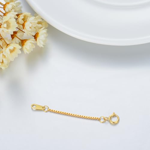 14k Gold 0.5"/1"/1.5"/2"/3" Necklace Bracelet Extender Chain, Necklace Extender Gold 14k, Durable Removable Gold Chain Extender, Gold Extension Chain for Necklace Anklet - color: style 3(Yellow)-Spring Clasp, size: 1inch