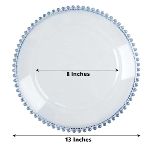 13" Charger Plates - Set of 12 - Blue Round Acrylic Disposable Chargers with Beaded Rim, Ideal for Dinner Party Wedding Bulk Events - color: Blue, size: 13" Charger Plate, 12 Pack