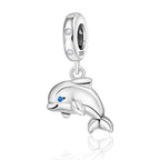 925 sterling silver Bead Charm for Pandora bracelets and Necklaces - Cute Heart Animal Ocean Pendant Bead Charms with Cubic Zirconia Mother's Day Jewelry Making DIY Gifts for Women Wife/Girlfriend - color: Little Dolphin Pendant Charm