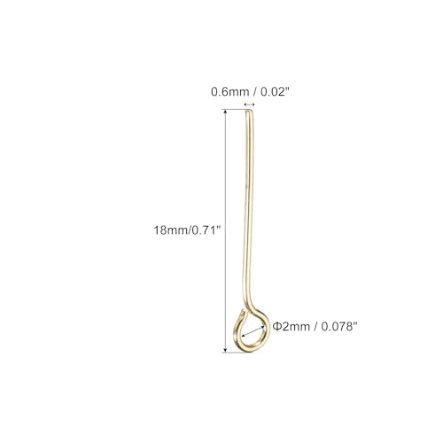 PATIKIL 200Pcs 304 Stainless Steel Jewelry Eye Pins 18mm 22 Gauge Gold Open Eye Pins for Jewelry Making DIY Craft Necklaces Bracelets Earrings - color: Gold, size: 18mm