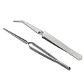 Cross Lock Tweezer 2PCS 125 mm / 4.9 inch Stainless Steel Bent and Straight Tip Cross-Locking Tweezers for Jewelry Making Repair