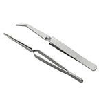 Cross Lock Tweezer 2PCS 125 mm / 4.9 inch Stainless Steel Bent and Straight Tip Cross-Locking Tweezers for Jewelry Making Repair