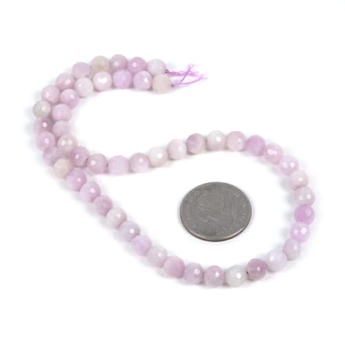 Kunzite 8mm Gemstone Faceted Round Loose Strand Beads for DIY Necklace Bracelet Jewelry Making 15 Inch - color: Kunzite