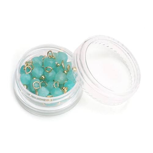 Beadia Natural Faceted Cube Stone Charms 4mm 30pcs with Untarnish Metal Accessories Loose Square Beads for DIY Jewelry Making - color: Tianhe