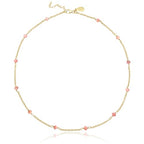 Dainty Gold Necklace for Women,Trendy 18k Gold Vermeil Sterling Silver Choker Necklace Thin Beaded Choker Necklaces Womens Simple Jewelry Gift for Valentines Day - color: October - Pink Opal