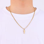 Fiusem Easter Basket Stuffers Cross Necklace for Men and Women, 14K Gold Plated Mens Cross Necklaces with 3.5mm Cuban Chain, Stainless Steel Pendant Chain 16-24 Inches - size: 18 Inches, style: Tiny gold cross:0.8"*0.45"