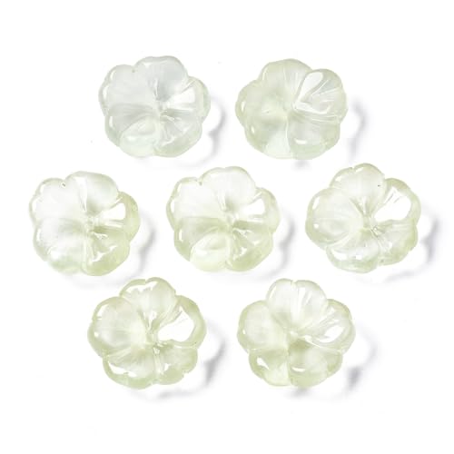 KISSITTY 100pcs Flower Glass Beads Yellow Green Crystal Aesthetic Flowers Drilled Bead Caps Charm Spacers for DIY Necklaces Earrings Bracelets Jewelry Craft Making for Women - color: Yellow Green