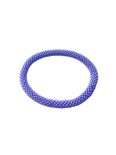 Wigspedia Crochet Glass Seed Bead Nepal Boho Bracelet - Single Piece Solid - color: Light Purple