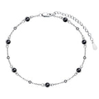HPQQ Anklet Bracelet for Women 925 Sterling Silver Natural Stone Chain Bead Ankle Bracelet Beach Summer Fine Jewelry Mothers Day Birthday Gifts for Women Mom Wife - color: Anklet-9"-11"-Black Onyx