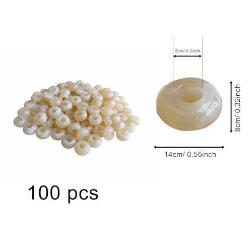 Large Hole Beads for Jewelry Making-100pcs 14mm European Rondelle Spacer Beads,Big Hole Craft for Bracelets(Beige) - color: Beige